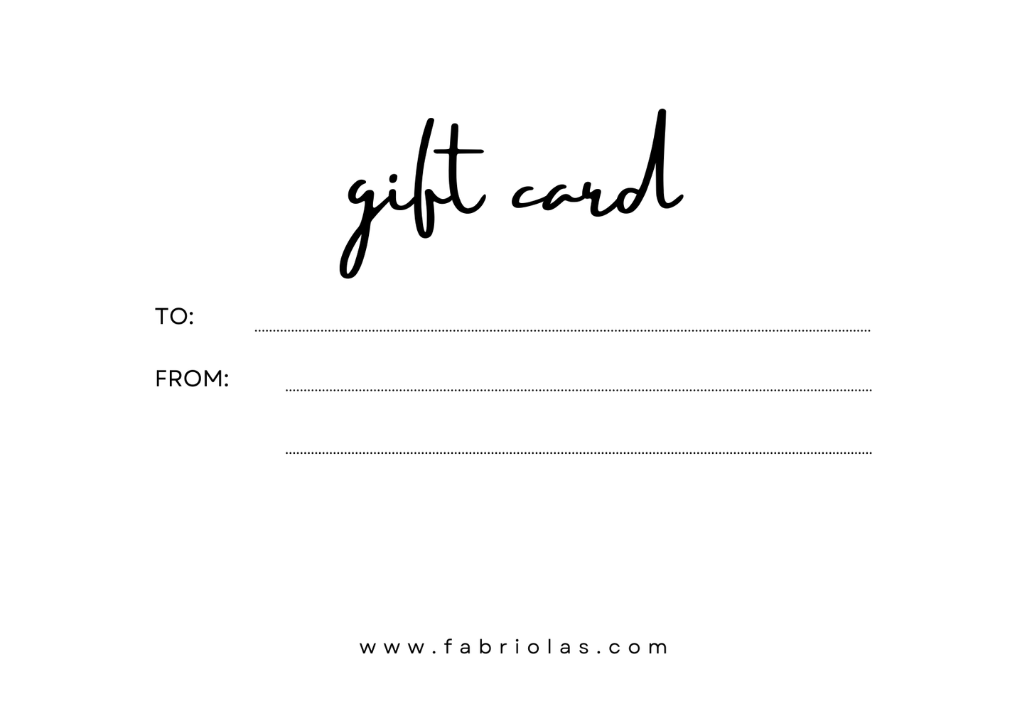 Fabriola’s Gift Card