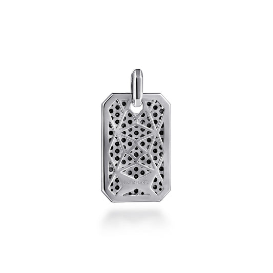 925 Sterling Silver Black Spinel Dog Tag Pendant PTM6548SVJBS