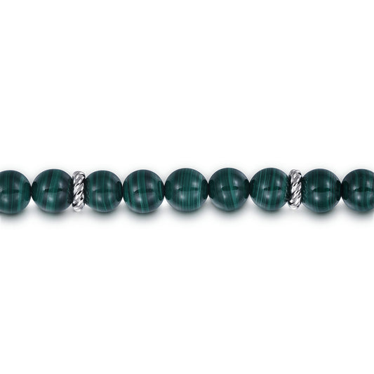 Sterling Silver and 8mm Malachite Beaded Bracelet TBM2080SVJMA