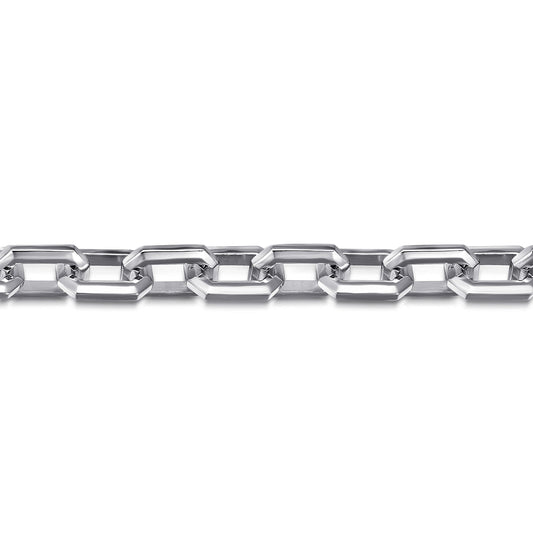 Solid Chain Bracelet Faceted 925 Sterling Silver TBM4811-85SVJJJ