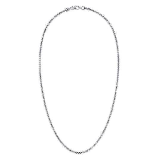2.5mm 925 Sterling Silver Men’s Solid Round Box Chain Necklace NKM2267-22SVJJJ