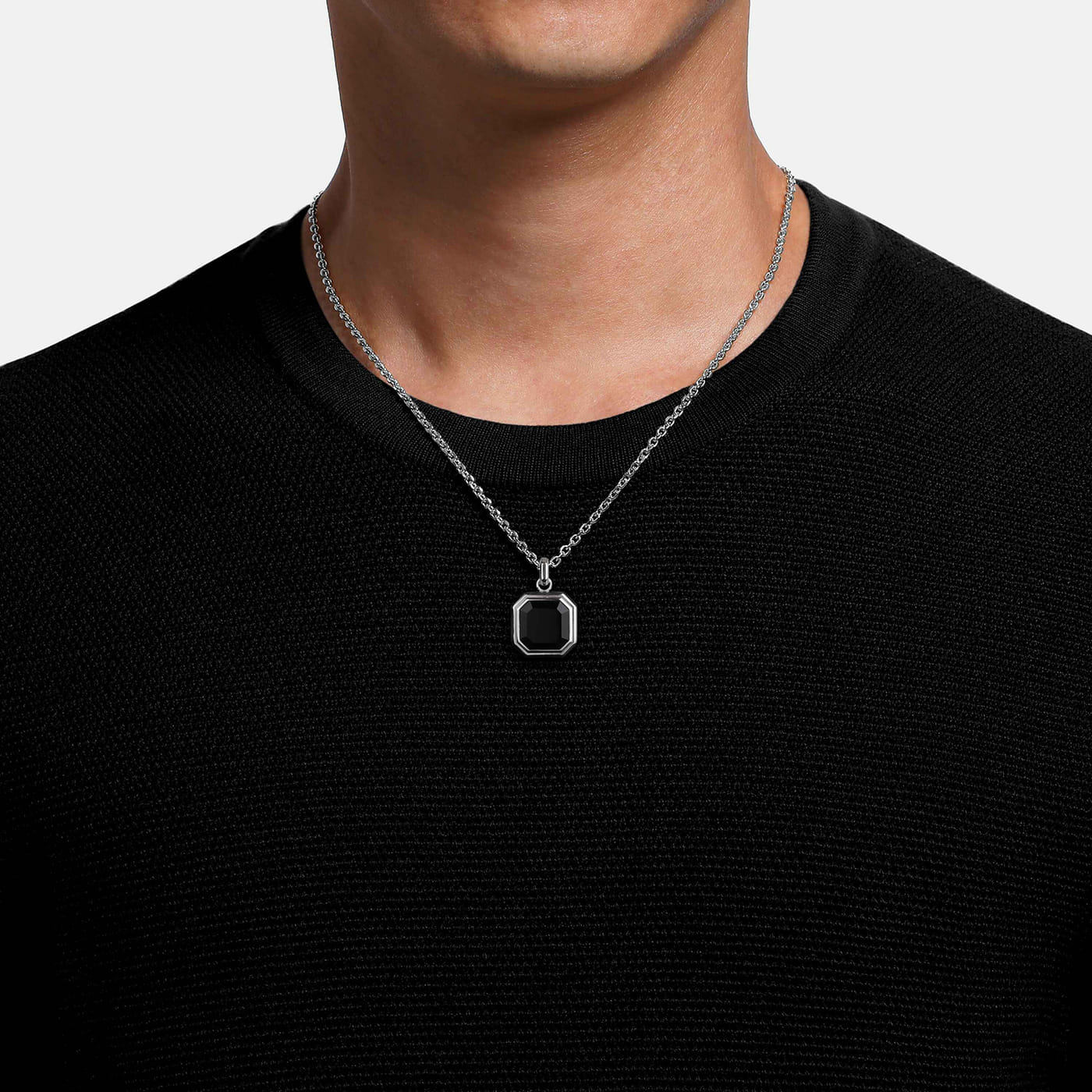 925 Sterling Silver Onyx Pendant PTM20169SVJOX