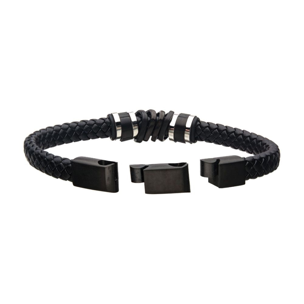 Black Braided Leather with Black IP BR35150K