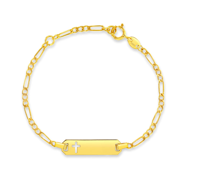 14k Cross Cutout Tag ID Baby Bracelet