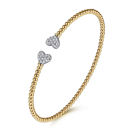 Gabriel & Co. 14K White-Yellow Gold Bujukan Diamond Hearts Split Bangle BG4253-62M45JJ