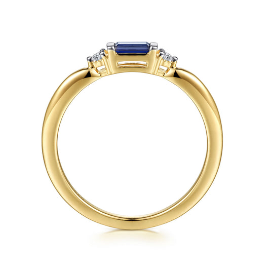 Gabriel & Co.14K Yellow Gold Diamond and Blue Sapphire Stackable Ring LR52291Y45SA