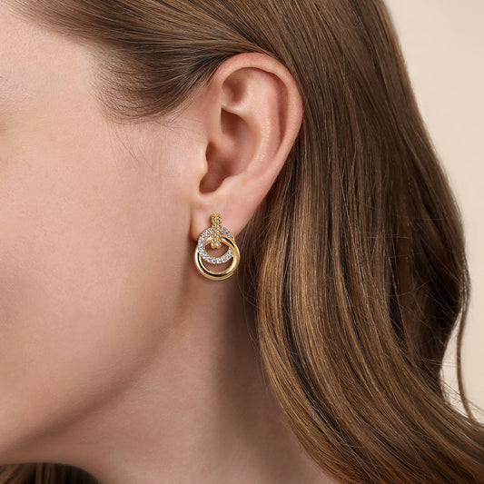 Gabriel & Co. 14K White Yellow Gold Bujukan Diamond Stud Earrings EG15201M45JJ