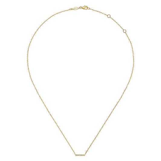 Gabriel & Co. 14K Yellow Gold Petite Pave Diamond Bar Necklace NK5422Y45JJ