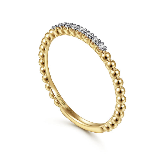 Gabriel & Co. 14K Yellow Gold Bujukan Bead and Diamond Stackable Ring LR51823Y45JJ