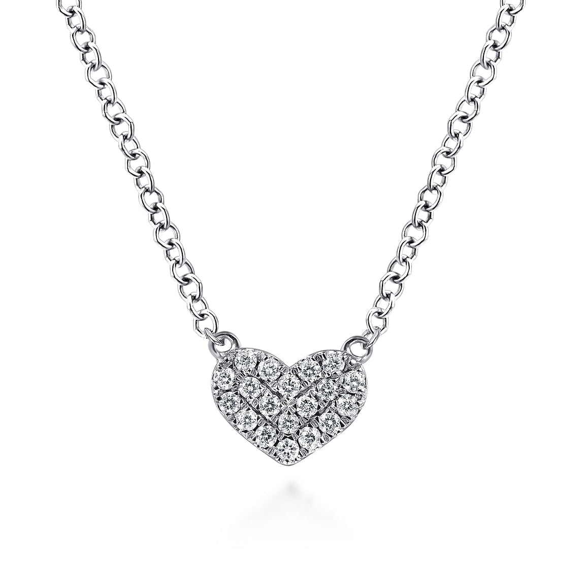 Gabriel & Co. 14K White Gold Pave Diamond Pendant Heart Necklace NK5450W45JJ