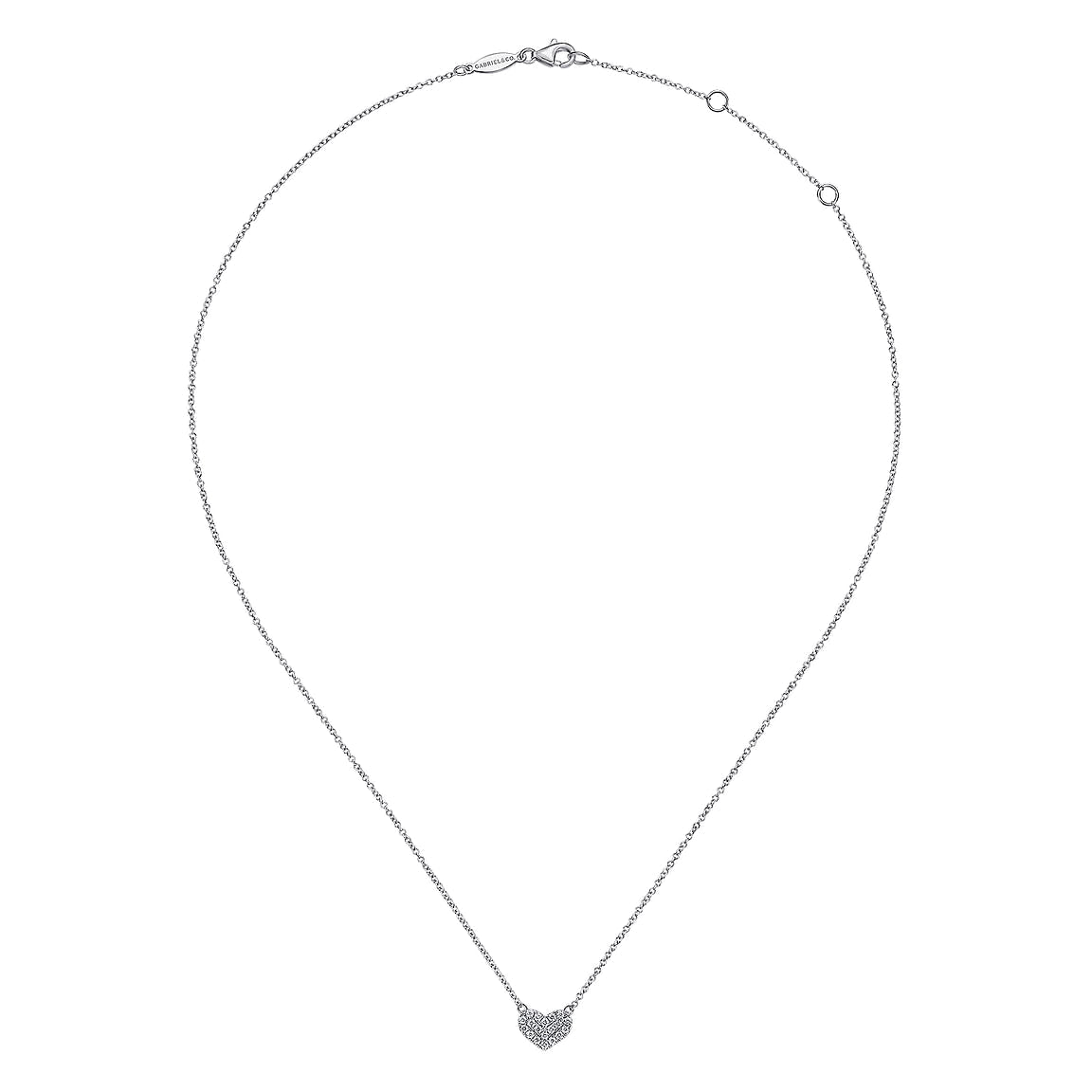 Gabriel & Co. 14K White Gold Pave Diamond Pendant Heart Necklace NK5450W45JJ