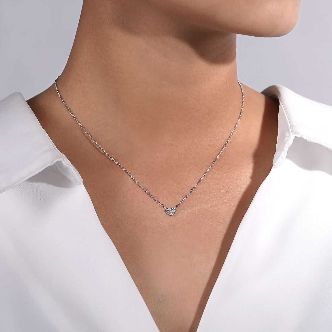 Gabriel & Co. 14K White Gold Pave Diamond Pendant Heart Necklace NK5450W45JJ