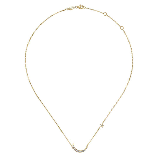 Gabriel & Co. 14K Yellow Gold Crescent Moon Diamond Pendant Necklace NK5205Y45JJ