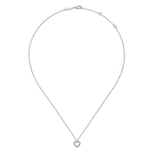 Gabriel & Co. 14K White Gold Open Heart Diamond Pendant Necklace NK6475W45JJ
