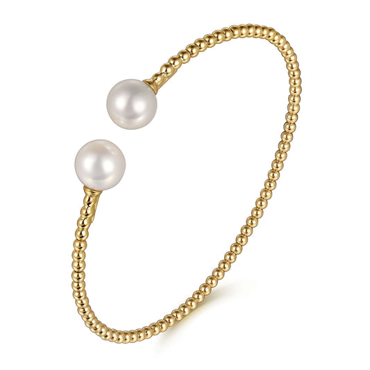 Gabriel & Co. 14K Yellow Gold Bujukan Pearls Split Bangle BG4475-62Y4JPL