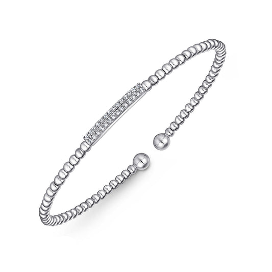 Gabriel & Co. 14K White Gold Bujukan Bead Bangle with Diamonds BG4119-57W45JJ