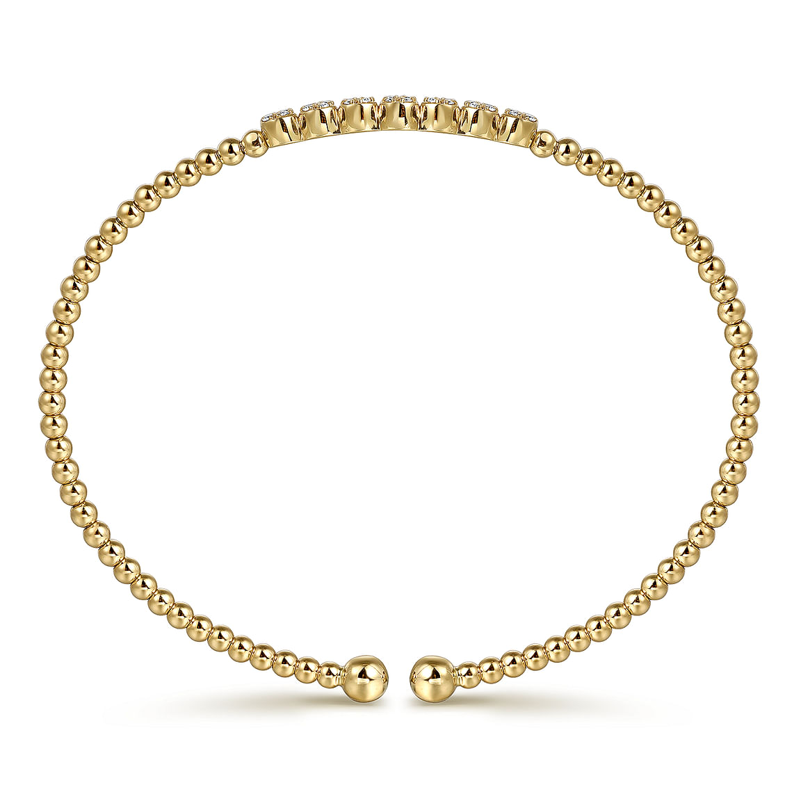 Gabriel & Co. 14K Yellow Gold Bujukan Bead and Cluster Diamond Bangle BG4116-57Y45JJ