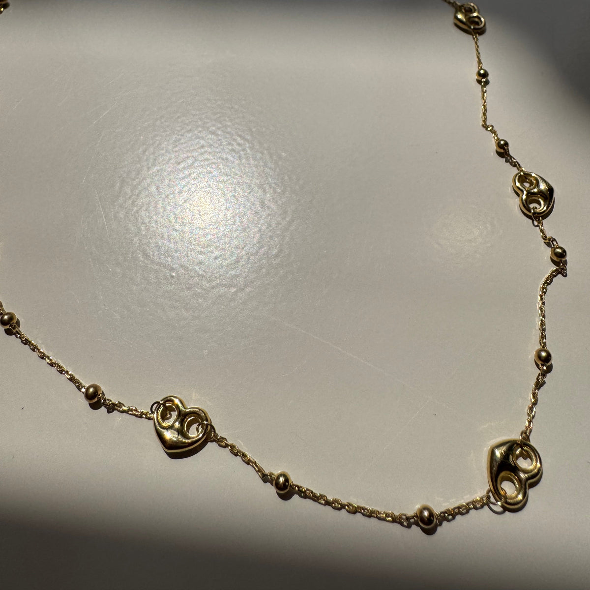 14k Gold Heart Gucci Puff Necklace