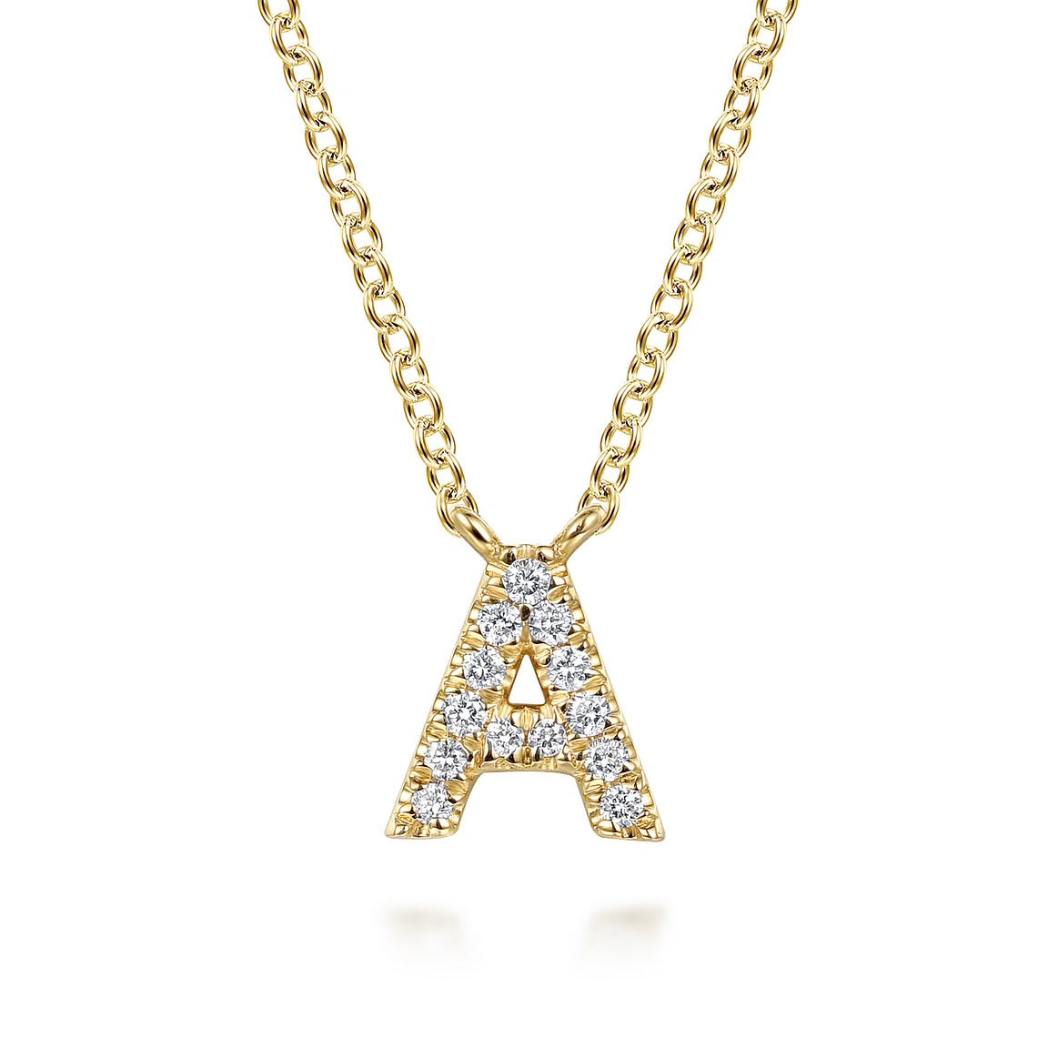 Gabriel & Co. 14K Yellow Gold Diamond A Initial Pendant Necklace NK8132