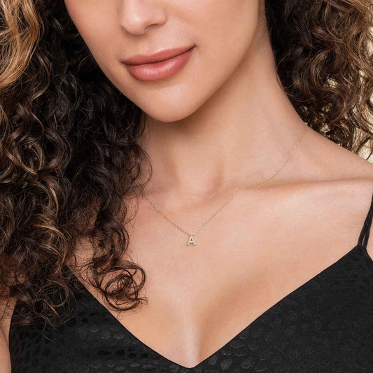 Gabriel & Co. 14K Yellow Gold Diamond A Initial Pendant Necklace NK8132