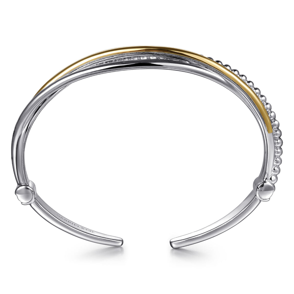 Gabriel & Co. 925 Sterling Silver and 14K Yellow Gold Bujukan Twisted Bangle Bracelet BG5043-62MZJJJ