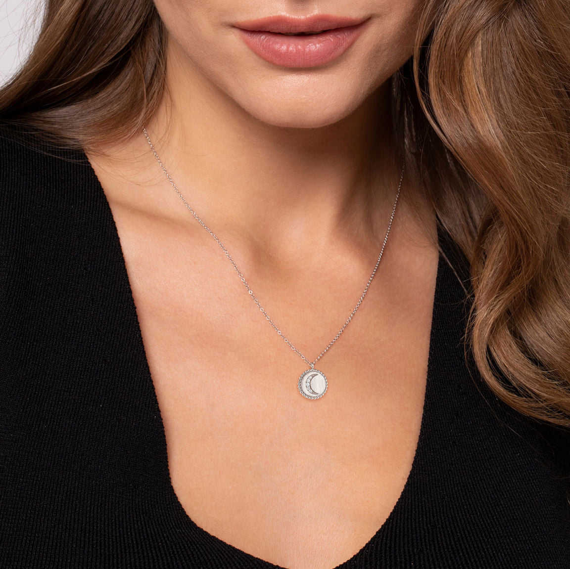 Gabriel & Co. 925 Sterling Silver Diamond Bujukan Moon Medallion Pendant Necklace NK7912SV5JJ