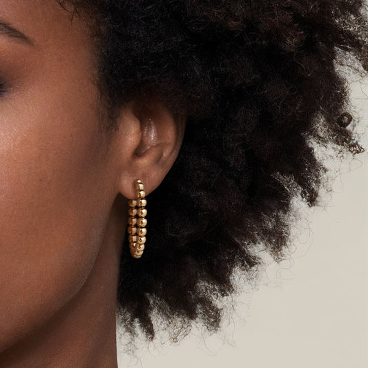 Gabriel & Co. 14K Yellow Gold Bujukan Beads Classic 30mm Hoop Earrings EG15132Y4JJJ