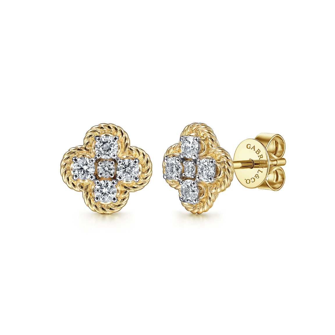 Gabriel & Co. 14k Yellow Gold Twisted Rope Diamond Stud Earrings EG14261Y45JJ