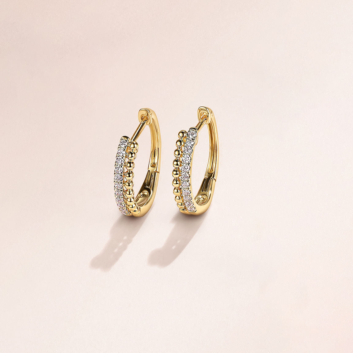 Gabriel & Co. 14K Yellow Gold Bujukan Pave 10mm Diamond Huggie Earrings EG13584Y45JJ