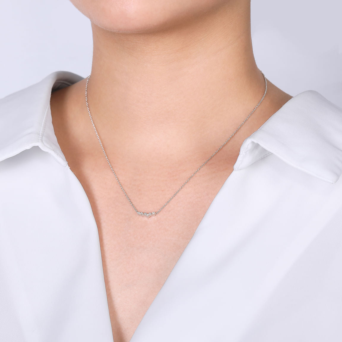 Gabriel & Co. 14K White Gold Diamond Constellation Bar Necklace NK6118W45JJ