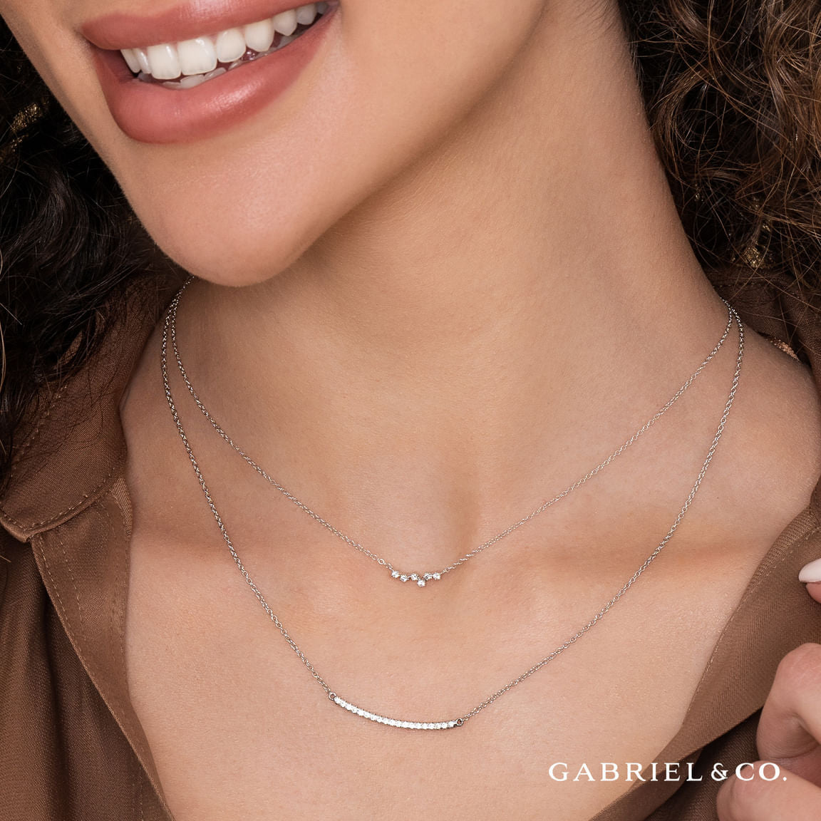 Gabriel & Co. 14K White Gold Diamond Constellation Bar Necklace NK6118W45JJ