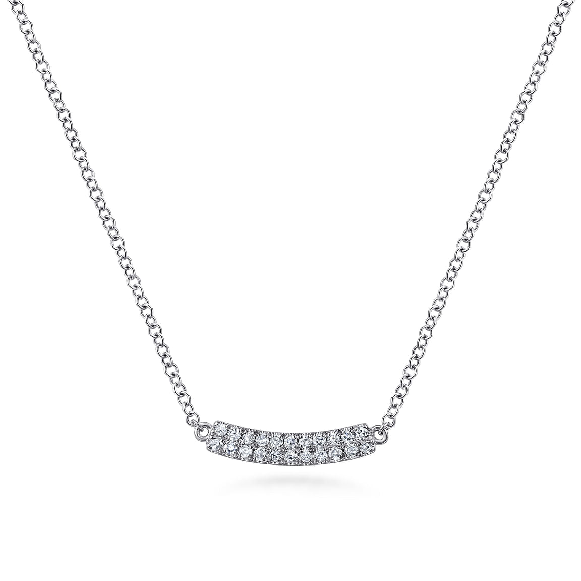 Gabriel & Co. 14K White Gold Curved Pave Diamond Bar Necklace NK5989W45JJ