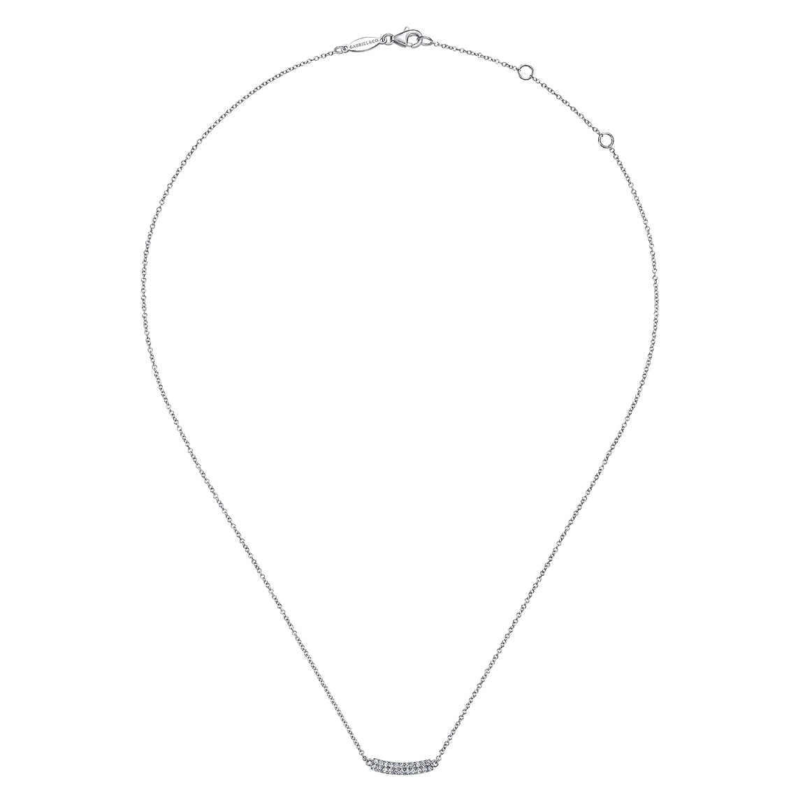 Gabriel & Co. 14K White Gold Curved Pave Diamond Bar Necklace NK5989W45JJ