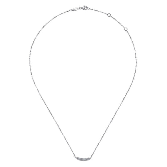 Gabriel & Co. 14K White Gold Curved Pave Diamond Bar Necklace NK5989W45JJ