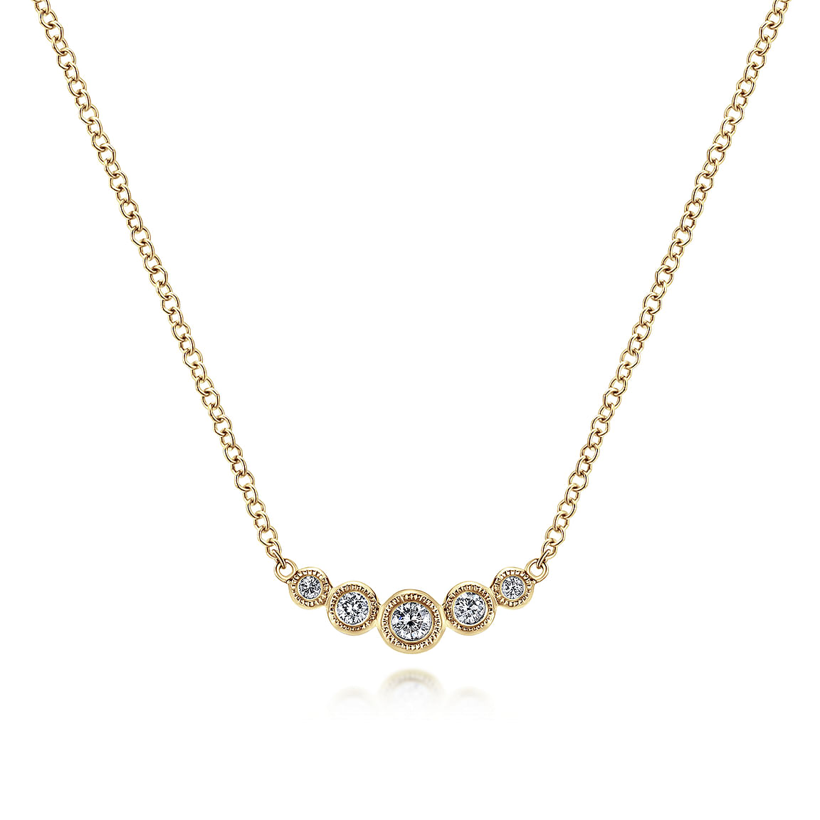 Gabriel & Co. 14K Yellow Gold Curved Diamond Bar Necklace NK5424Y45JJ