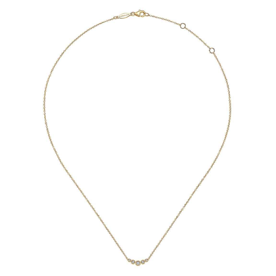 Gabriel & Co. 14K Yellow Gold Curved Diamond Bar Necklace NK5424Y45JJ