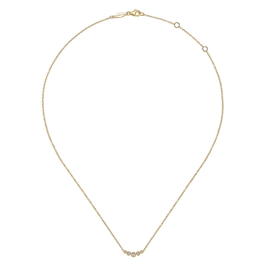 Gabriel & Co. 14K Yellow Gold Curved Diamond Bar Necklace NK5424Y45JJ