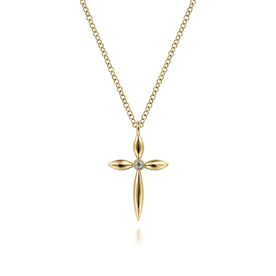 Gabriel & Co. 14K Yellow Gold Diamond Cross Pendant Necklace NK6408Y45JJ