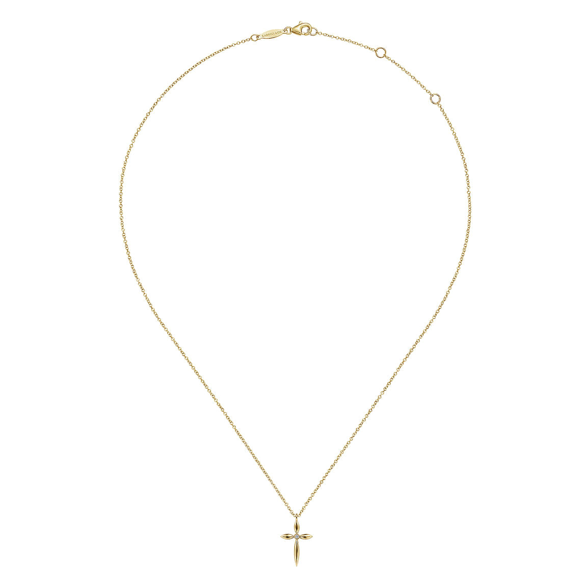 Gabriel & Co. 14K Yellow Gold Diamond Cross Pendant Necklace NK6408Y45JJ