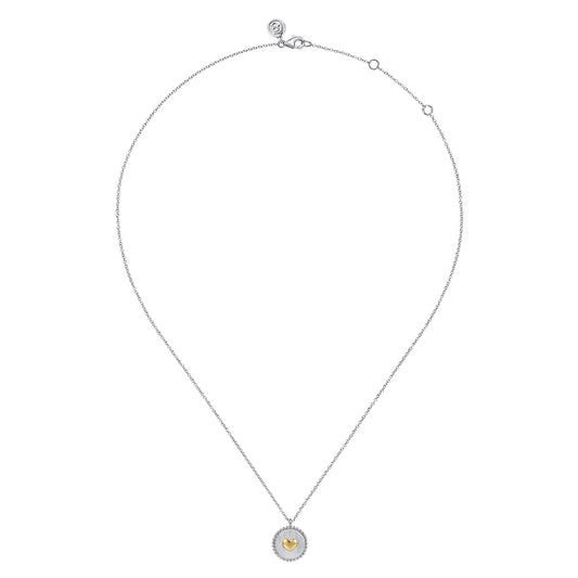 Gabriel & Co. 14K Yellow Gold 925 Sterling Silver Bujukan Heart Medallion Pendant Necklace NK7926MZJJJ