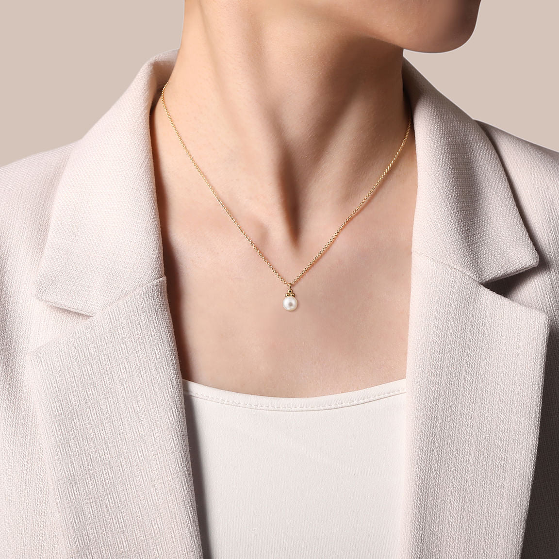 Gabriel & Co. 14K Yellow Gold Pearl Bujukan Drop Pendant Necklace NK7055Y4JPL