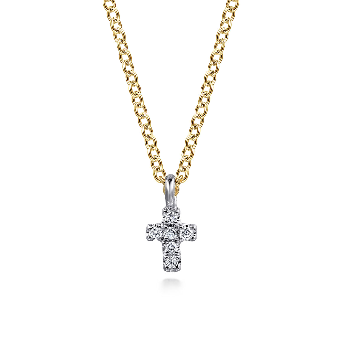 Gabriel & Co. 14K Yellow and White Gold Diamond Cross Pendant Necklace NK7437M45JJ
