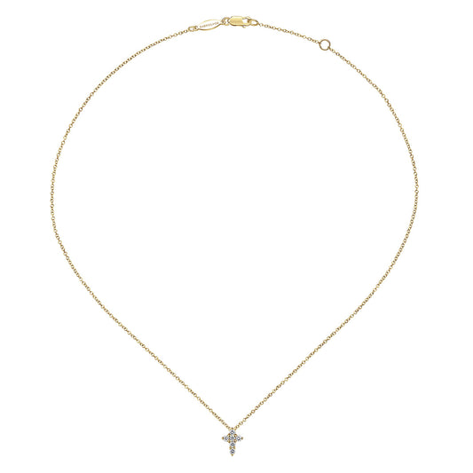 Gabriel & Co. 14K Yellow Gold Diamond Cross Pendant Necklace NK1370Y45JJ