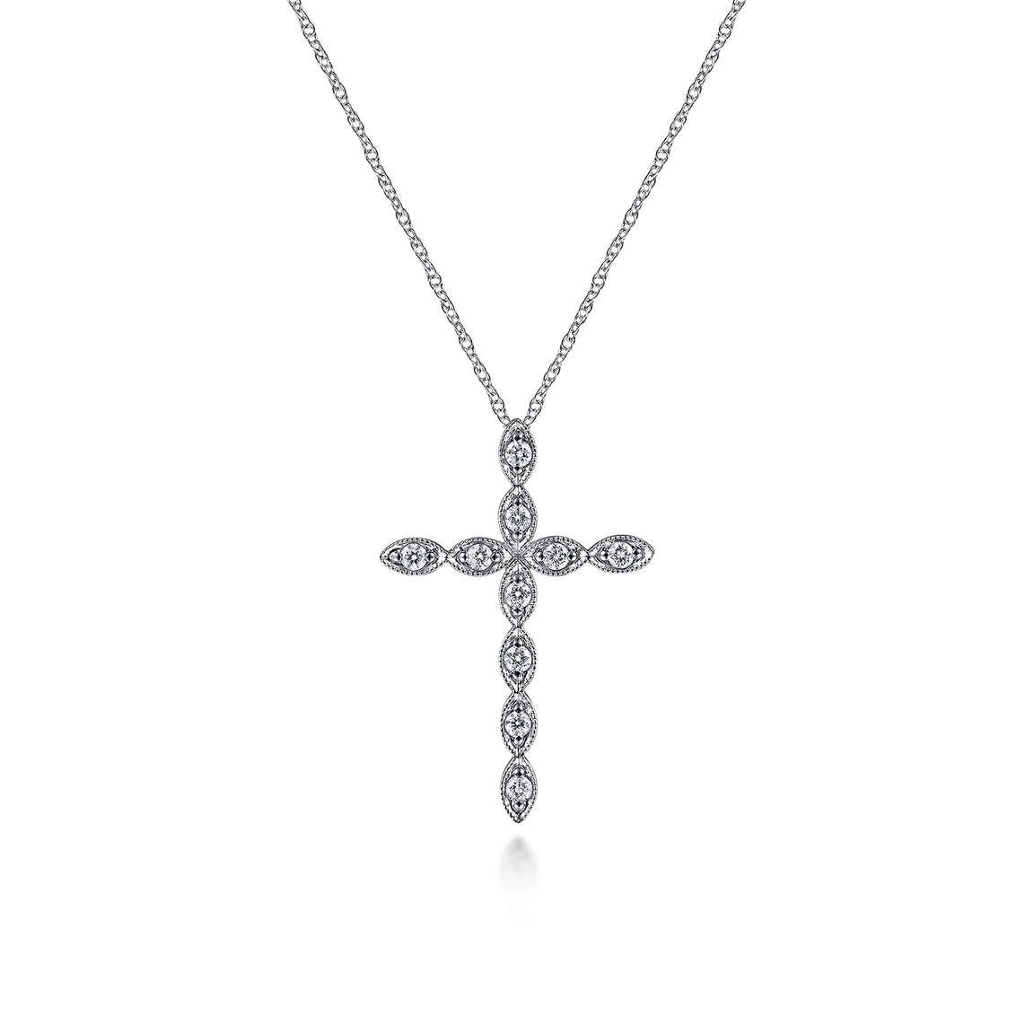 Gabriel & Co. 14K White Gold Segmented Diamond Cross Necklace NK2211W45JJ
