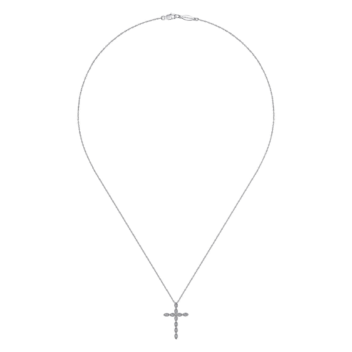 Gabriel & Co. 14K White Gold Segmented Diamond Cross Necklace NK2211W45JJ