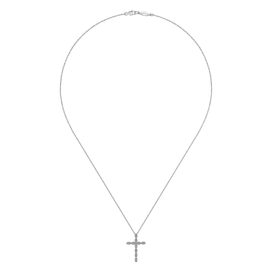 Gabriel & Co. 14K White Gold Segmented Diamond Cross Necklace NK2211W45JJ