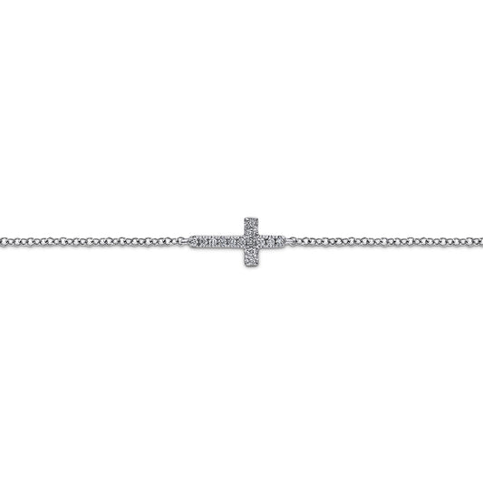 Gabriel & Co. 14K White Gold Diamond Cross Chain Bracelet TB3320W45JJ