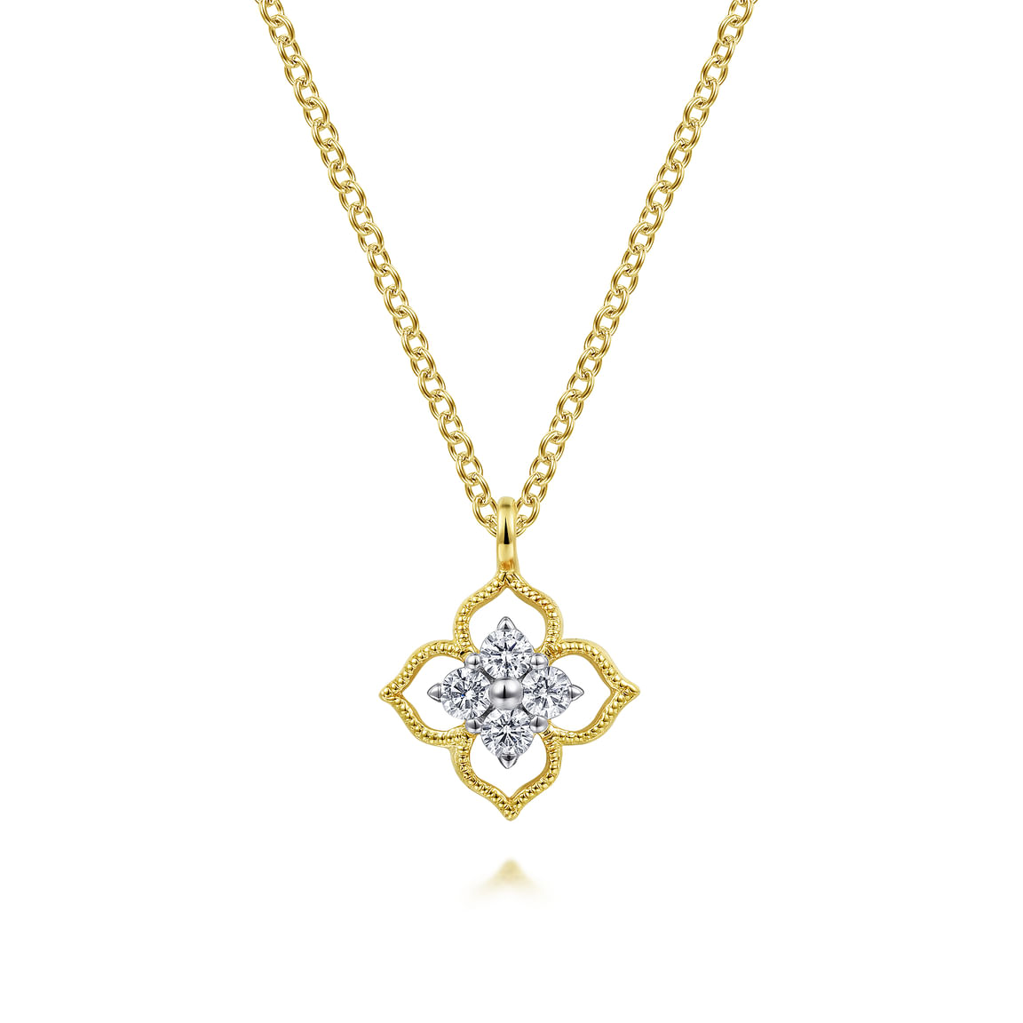 Gabriel & Co. 14K Yellow Gold Clover Diamond Pendant Necklace NK6868Y45JJ