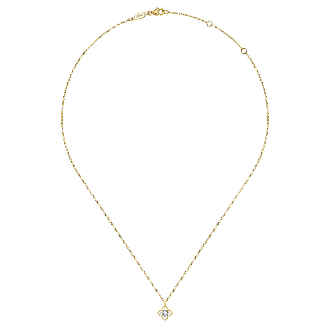 Gabriel & Co. 14K Yellow Gold Clover Diamond Pendant Necklace NK6868Y45JJ