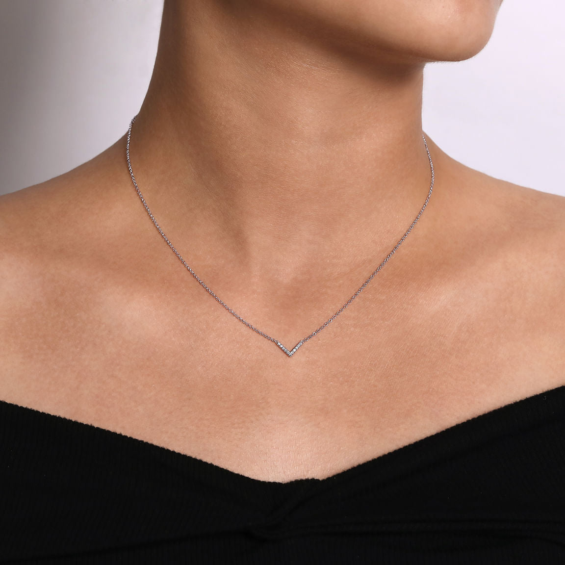 Gabriel & Co. 14K White Gold Diamond Chevron Necklace NK5423W45JJ